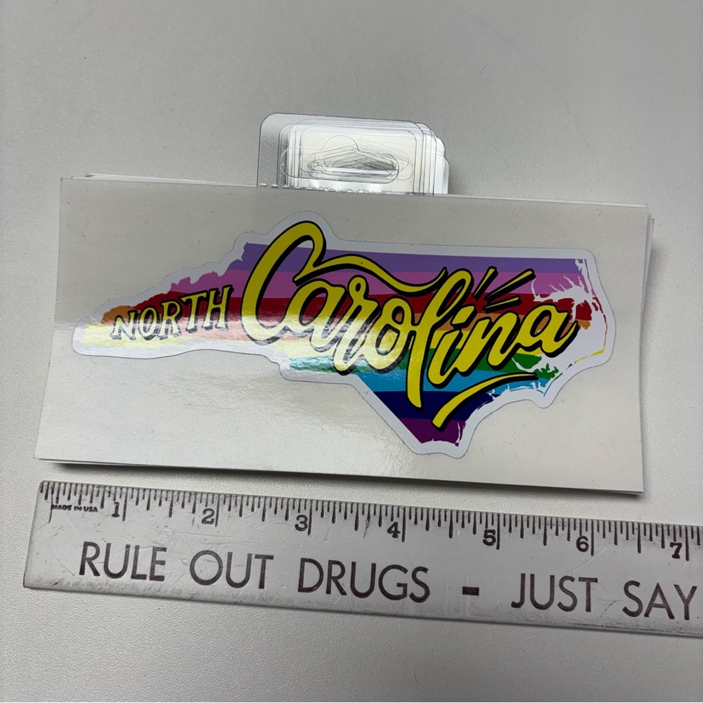 Rainbow North Carolina Sticker Large Font